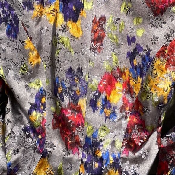 Ralph Lauren Watercolor Multicolored Floral Gray Silk Jacquard Dinner Jacket - Picture 13 of 16